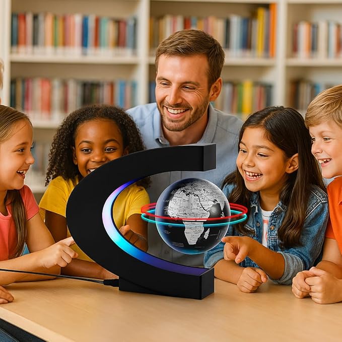 Magnetic Levitation Floating Globe with LED Light Anti Gravity Levitating World Map Office Home Bedroom Desk Gadget Decor Unique Birthday Gift for Men Kids Husband Boss
