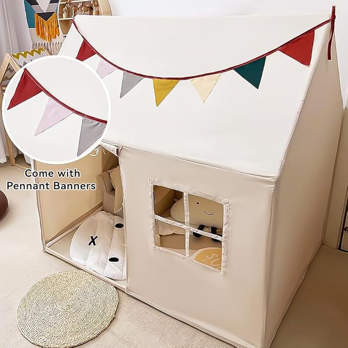Kids Tent Indoor Playhouse, Kids Play Tent Large Kid Playhouse Toys Toddler Tent Play House with Pennant Banners