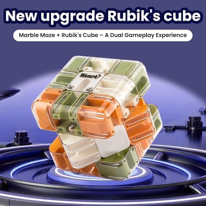 2pcs Large Labyrinth 3D Puzzle Maze Cube,Engaging Brain Teaser Toy,3D Magic Cube Maze Ball Puzzle for Stress Relief & Logic Development (Yellow)