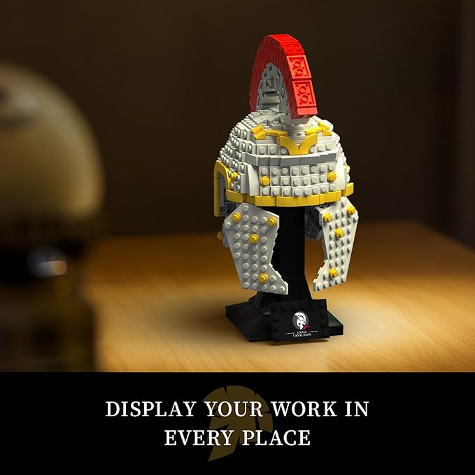 Roman Centurion Helmet Building Set, Build and Display, Collectible Roma Home Décor, Gift Idea for Classic Ancient Rome Fans (596PCS)