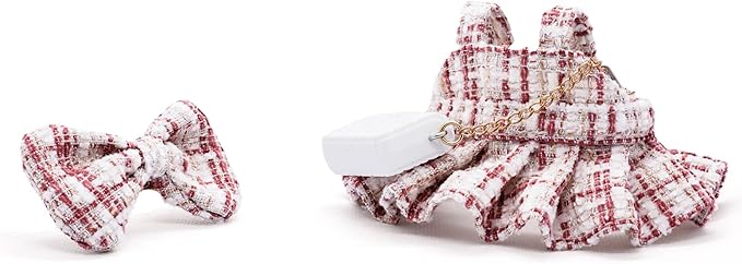 Doll Clothes for 17cm Dolls, Premium Handmade Fashion Clothes 3 Piece Set Including a Bag, Clothes and Bow with High-End Dolls Accessories for Play & Display - Red (No Doll No Logo)