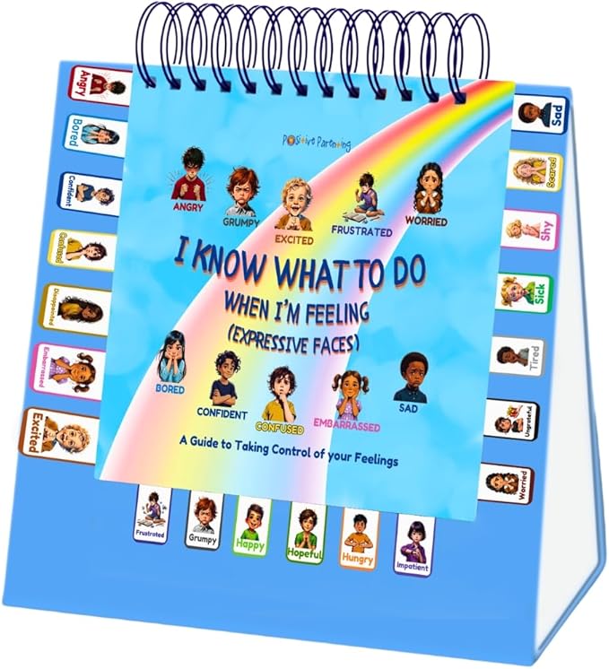 Thought-Spot I Know What to Do Expressive Faces feelings flip book for kids - Emotion Chart for Kids Reinforces Positive Behavior Serves as Emotions Wheel or Feelings Chart (Expressive Faces Flipbook)