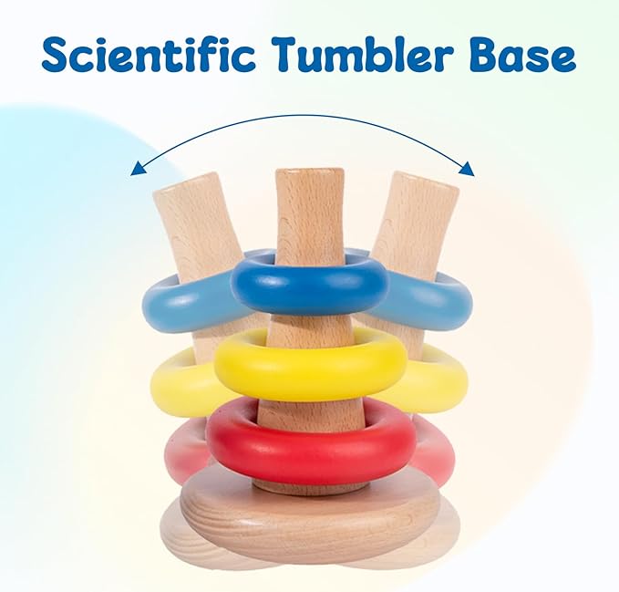 Adena Montessori Baby Toys for 6-12months Rocking Stacker Designed for Toddlers