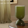 8.9" Modern Glass Table Lamp for Living Room, Desk Lamps for Bedroom, UL Listed Nightstand Lamp with Dome Base, End Table Lamps for Kids Room, Side Tables, College Dorm, Office, Glossy Green