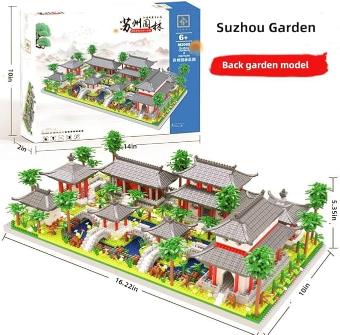LanZhon Architecture of Suzhou Garden Micro Building Blocks Set,Large Creative Building Set Toys Gifts for Adults and Kids, 3988PCS Micro Mini Bricks Kit for Display