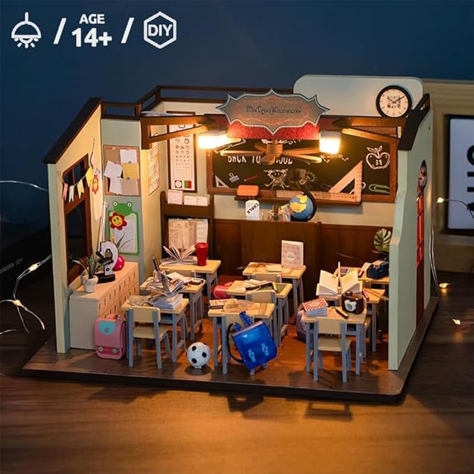 DIY Dollhouse Miniature Kit with Dust Cover and Music,DIY Miniature Wooden Dollhouse Kit,1:24 Scale Mini House Building Kit for Adults Teens Birthday Gifts