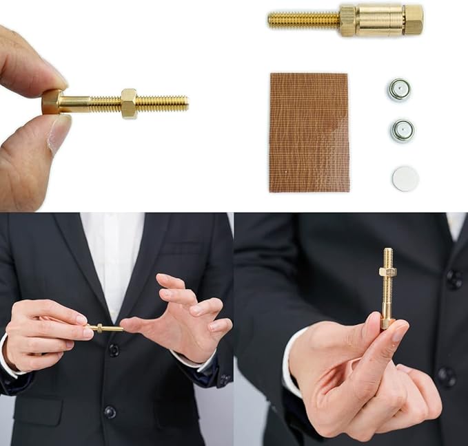 Neliky Magic Tricks Kit Including 6 Classic Tricks - Bite Coin, Color Change Silk, Disappearing Silk Fake Thumb,Magic Ring Chains,Magic Light Up Finger Thumb, Autorotation Rotating Nut