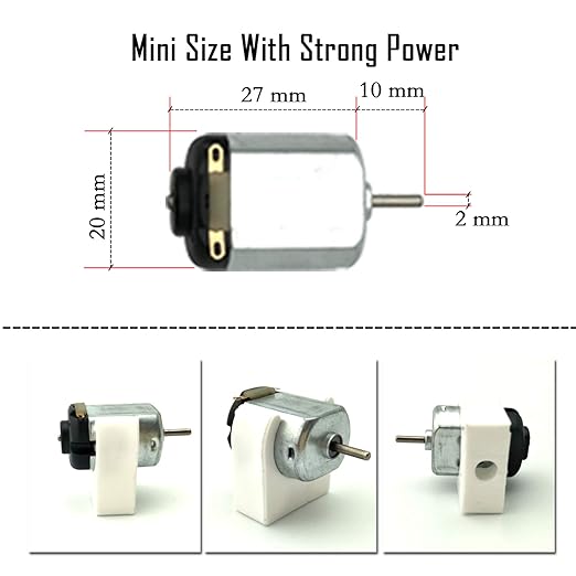 EUDAX 6 Set Small DC motor Mini Electric Hobby Motors 1.5V-3V 24000RPM with 2x1.5V AA Battery Holder Case,Motor Bracket,Rocker Switch and 12Pcs 25cm Electronic wire for DIY toys