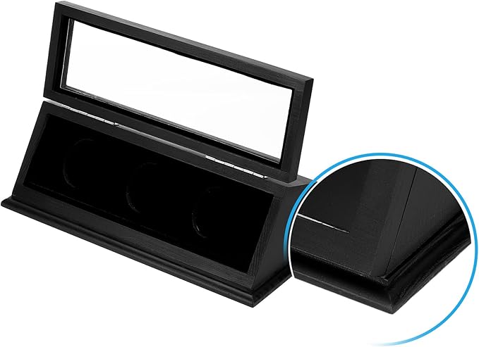 PATIKIL Coin Display Case, 3 Slots Coin Presentation Display Box Coin Box Coin Case with Coin Holder Fit 38-44.5mm Coin for Silver Dollar Collectors, Black