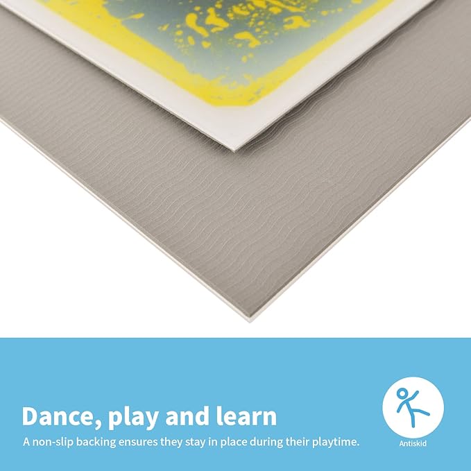 Art3d Liquid Sensory Floor Activity Tiles, 11.8"x11.8" Square, Multicolor, 6 Tiles