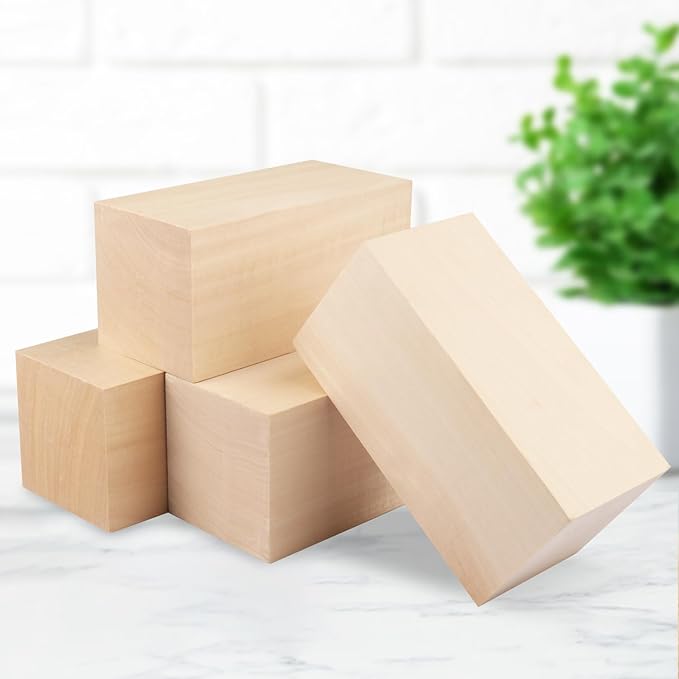 6 Pack Basswood Carving Blocks, 6x3x3 Inches Basswood Blocks for Beginner to Advanced Carvers, Ideal for DIY Projects and Gifts, Soft and Smooth, Easy Whittling and Carving,by GNIEMCKIN