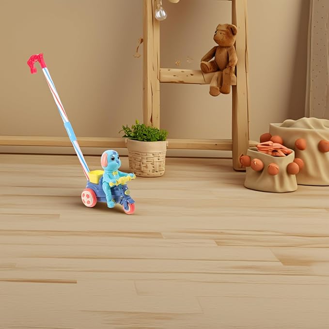 Toyvian Plastic Baby Push Toy Toddler Pull with Handle Basket Pull Along Music Puppy Push and Walking Baby Walk Behind for Infant Learning Walker 19.6 Inch