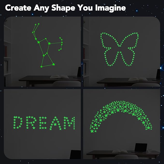 AOWDIAO Glow in The Dark Star Stickers – 630 Pieces (4 Sizes) – Luminous Ceiling & Wall Decor for Kids’ Bedroom, Nursery, Party