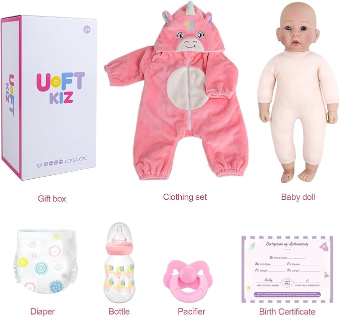 Baby Dolls - 17 Inches Real Life Girl Dolls with Soft Body, Gift for Kids 3+, Grandparents, New-Parents