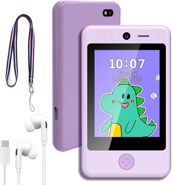 PTHTECHUS® Kids Phone Toy for Boys Girls, 3.8 "Touch Screen Toddler Smartphone with Fun Cameras 16 Games MP3 Music Player Audio Recorder Pedometer Torch Alarm Clock Children Phone for Ages 4-14