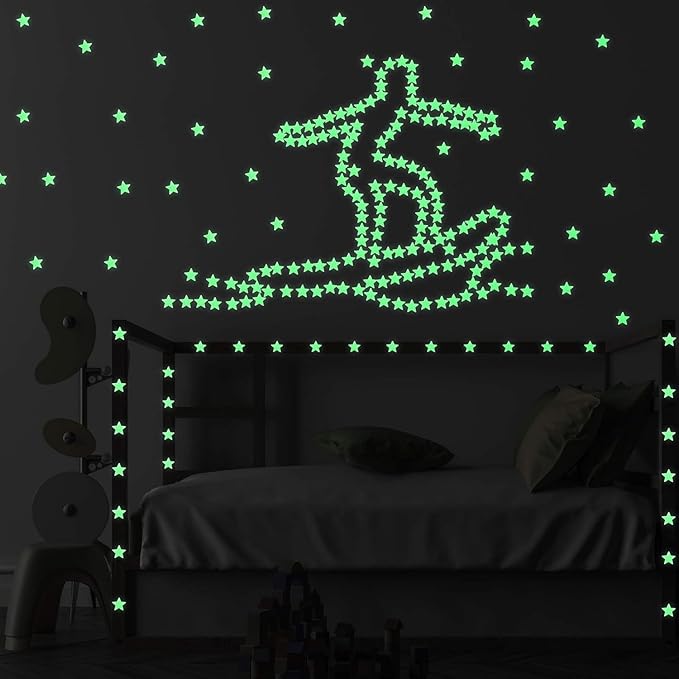 AM AMAONM 100 Pcs Yellow Glow in The Dark Luminous Stars Fluorescent Noctilucent Plastic Wall Stickers Murals Decals for Home Art Decor Ceiling Wall Decorate Kids Babys Bedroom Room Decorations