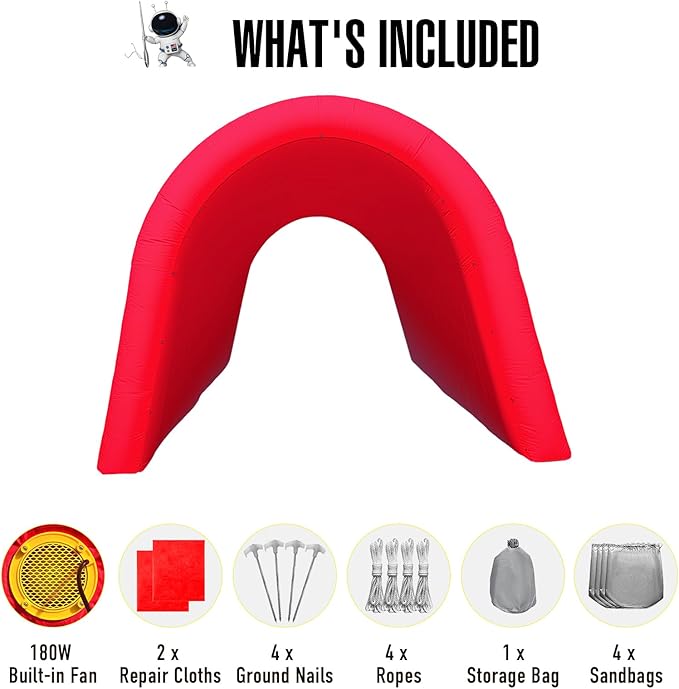 Inflatable Sports Tunnel Entrance with Built-in Blower – Advertising & Event Archway for Exhibitions, Shops, Supermarkets & Schools (Red, 16x10x10Ft)