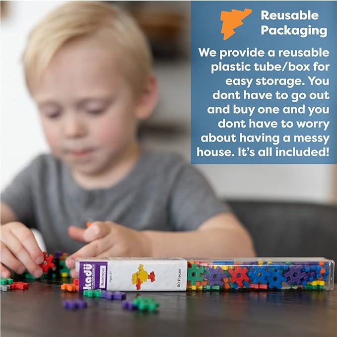 KADU Taffy 80 Piece Set - STEM/STEAM Building + Construction Toy, for Open + Imaginative Play