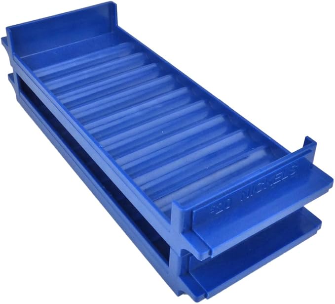 Rolled Coin Plastic Storage Tray, Nickels, Blue (5 Trays)