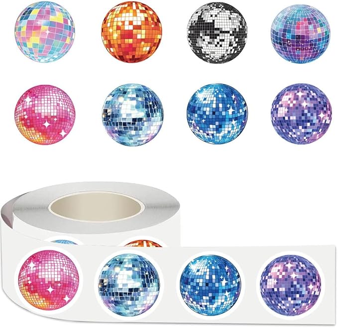500pcs Cool Disco Ball Stickers - Vintage Retro Stickers, 1 Inch Self-Adhesive for Laptop, Luggage, Scrapbook, Bottles, Crafts & Decor
