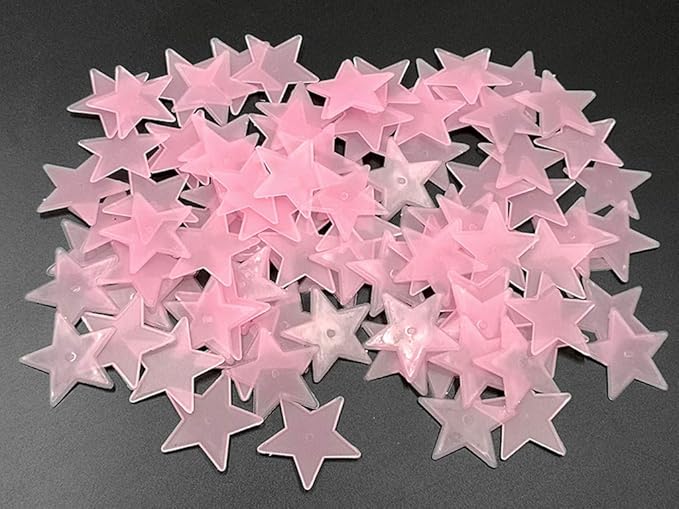 Glow in The Dark Stars Sticker Luminous Stars Wall Ceiling Pasters(100pcs,Pink,1.2 Inches)