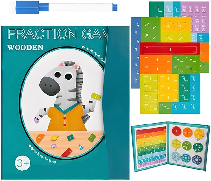 Magnetic Fraction Demonstration Book, Magnetic Fraction Tiles, Fractions Manipulatives, Score Disk Demonstrator Math Puzzle Learning Building Block Set(1Set)