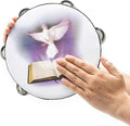 Musfunny 8 inch Dove Bible Double Row Jingle Tambourine for Adults,Handbell Clap Drum Tambourine for Pray Church Party Musical Instrument