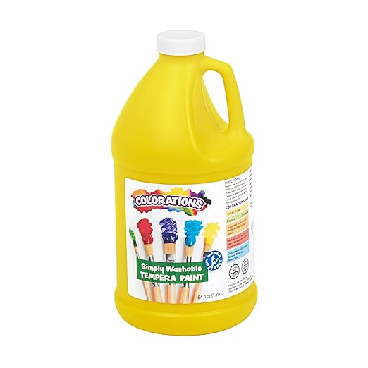 Colorations Paraben-Free Simply Washable Tempera Paint for Kids - 1/2 Gallon Value Size, Vibrant Yellow. Non-Toxic and Made in The USA