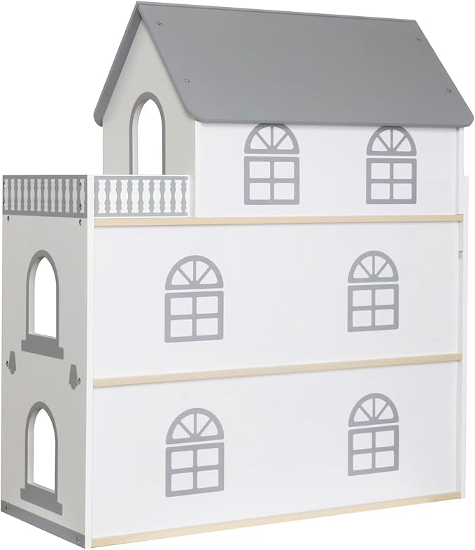 Wooden Dream Playhouse for Girls with Balcony,Doll House for Kids with Furniture,DIY Pretend Play House Toy, Children Dollhouses Toys with 12 PCS Accessories,Birthday Gifts for Boys Girls Ages 3+