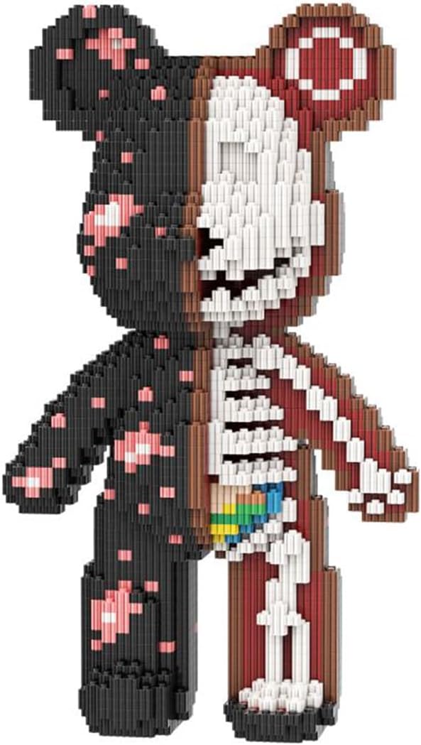 PIANTION Animal Graffiti Skeleton Bear Micro Building Blocks Set(3000PCS XQ034) 12.6in High Series,Gifts Suitable for Adults