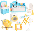 Dollhouse Furniture Set for Kids Toys Miniature Doll House Accessories Pretend Play Toys for Boys Girls & Toddlers Age 3+ with Bathroom