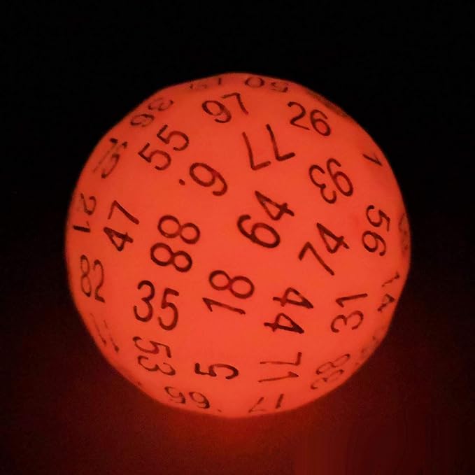 Bescon Glowing Polyhedral 100 Sides Dice Cerise Red, Luminous D100 Dice, 100 Sided Cube, Glow in Dark D100 Game Dice