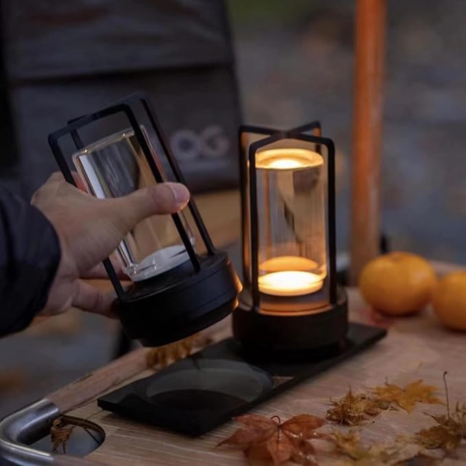 Portable Metal Table Lamp for Indoor/Outdoor ,Rechargeable Cordless LED Lamp, 3-Colour Infinitely Dimming Battery Powered Small Desk Lamp, Restaurant/Bedroom/Bar/Coffee Shop/Camping Light (Black)