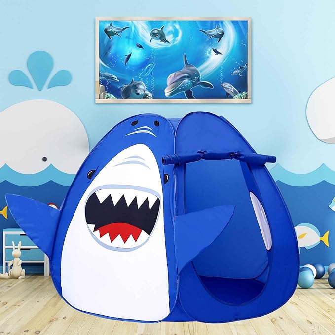 Kids Play Tent Pop up Tent Turtles Automatic Setup Play House Tent for Girls and Boys Outdoor and Indoor (Shark)