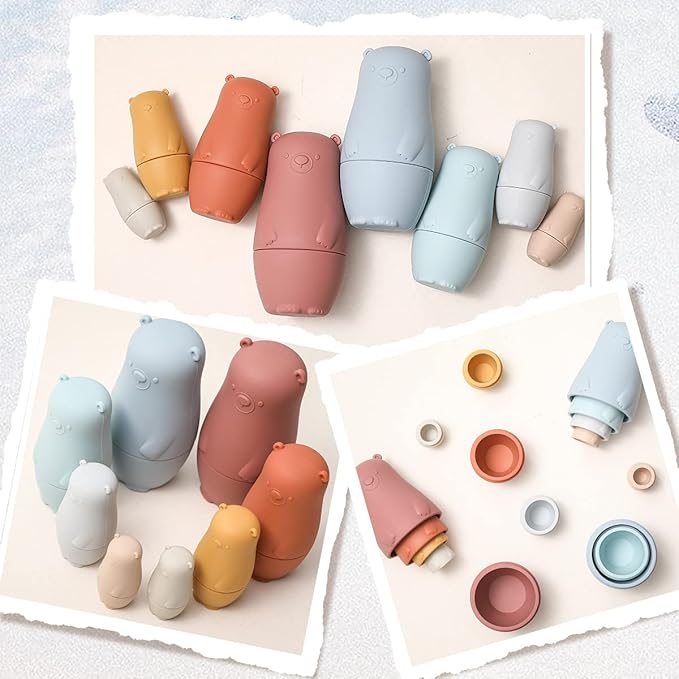 Nesting Dolls | Russian Silicone Nesting Dolls for Toddlers | Matryoshka Doll Montessori Educational Toy | Penguin Stacking Nesting Doll Toys | Gift for Kids 3 Years Up