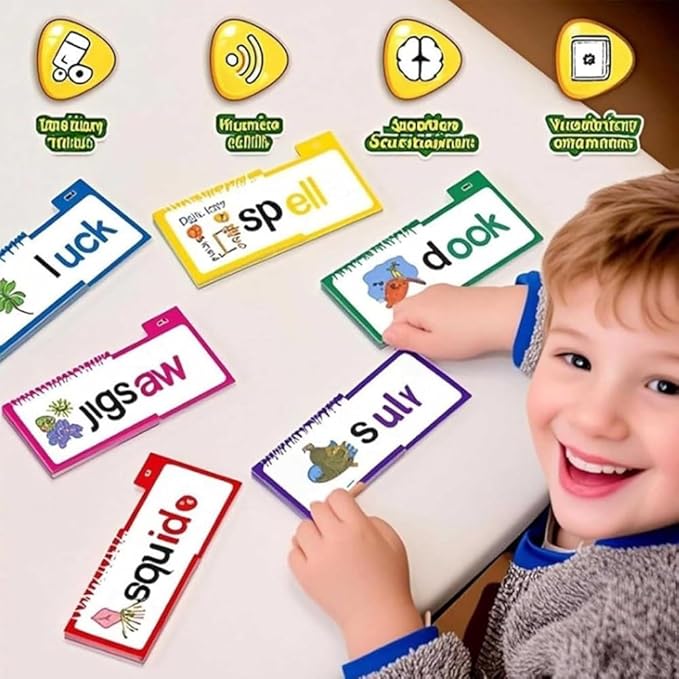 Logicalne 30 Read and Rhyme Flip Books, Word Family Flip Books Rhyming Card, Sight Words Rhyming Game, Educational Reading Book, Word ABC Vocabulary Families Flash Cards, Classroom Fun Learning(1PC)