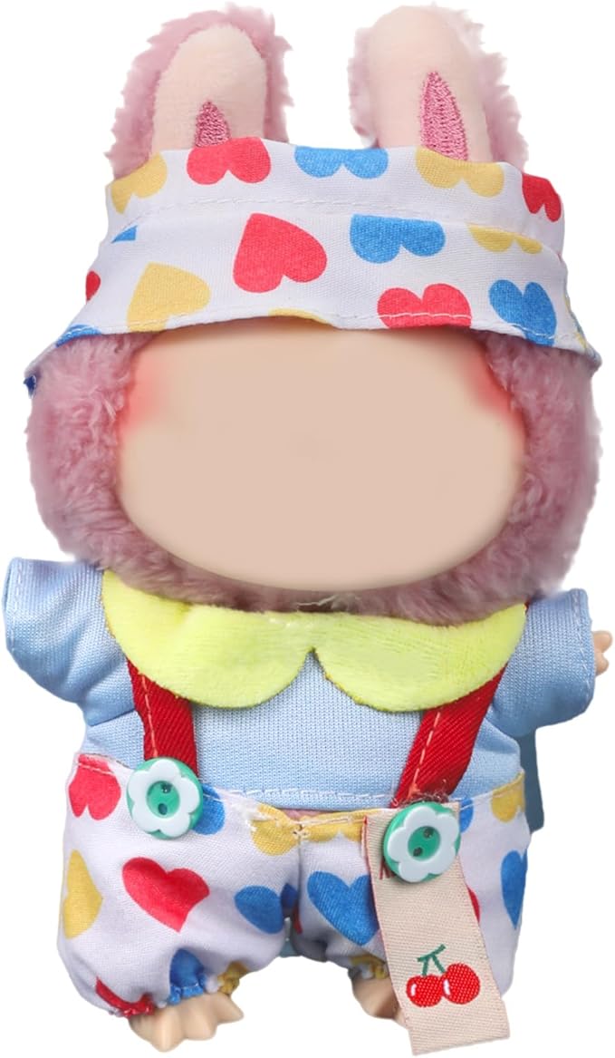 Clothes for 17cm Doll, 3 PCS Cute Love Hat & Jumpsuit Set, Dress up Outfit Exquisite Accessories for Dolls
