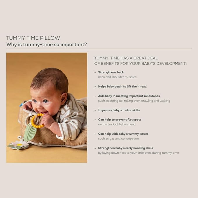 Taf Toys Tummy Time Toys Ergonomic Cushion & Teether for Infant Newborn Supportive Baby Tummy Time & Neck Strengthening Develops Muscles for Crawling Montessori Sensory Toy Tummy Time Toys 0-6 Months
