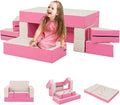 Costzon Climb and Crawl Foam Set, 4-in-1 Convertible Furniture Into Toddler Bed, Sofa, Table, Activity Play Blocks, 8-Piece Lightweight Colorful Interactive Set for Baby and Preschooler (Pink)