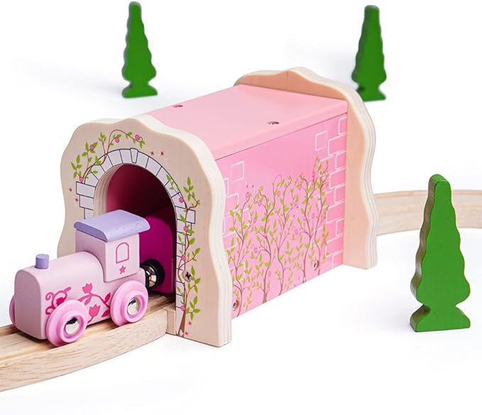 Bigjigs Rail Pink Brick Tunnel - Other Major Wooden Rail Brands are Compatible