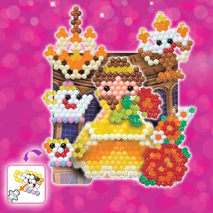 Aquabeads Disney Princess Creation Cube, Complete Arts & Crafts Bead Kit for Children - Over 2,500 Beads & Display Stand The Create Belle, Ariel, Tiana, Rapunzel and More