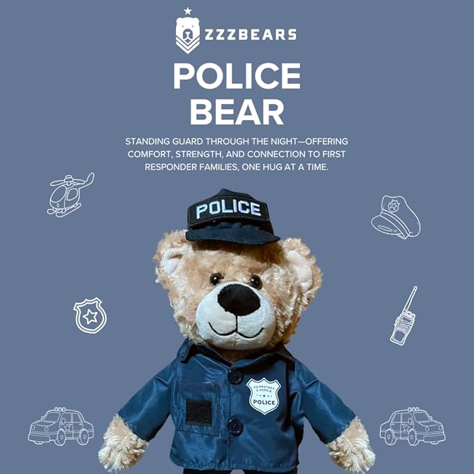 ZZZ Bears SGT Sleeptight Police Teddy Bear, Comforting Gift for Police Kids, Provides Comfort & Sense of Security During Separation
