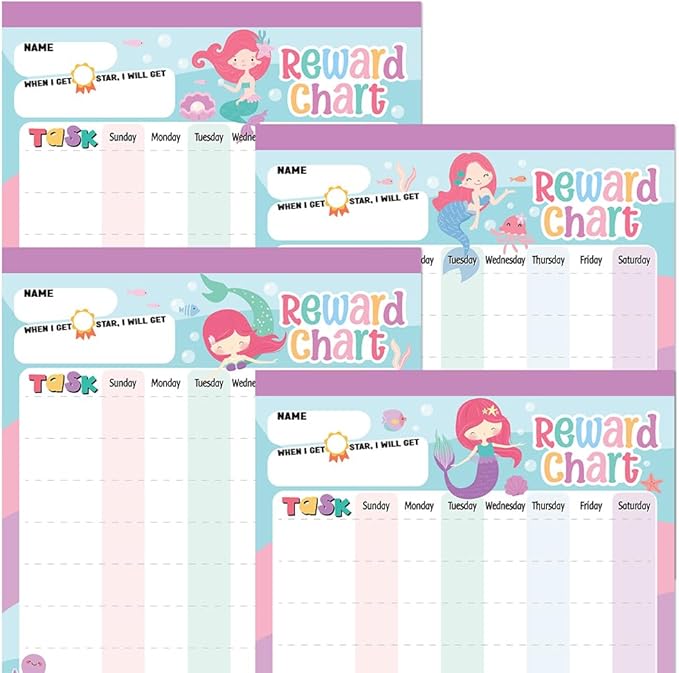 Reward Chart for Kids – Mermaid Magnetic Kids Behavior Chart, Pad with 26 Chore Charts, 1920 Star Stickers, 36 Incentive Stickers, Responsibility Chart for Kids Girls Toddlers - Kids Chore Chart