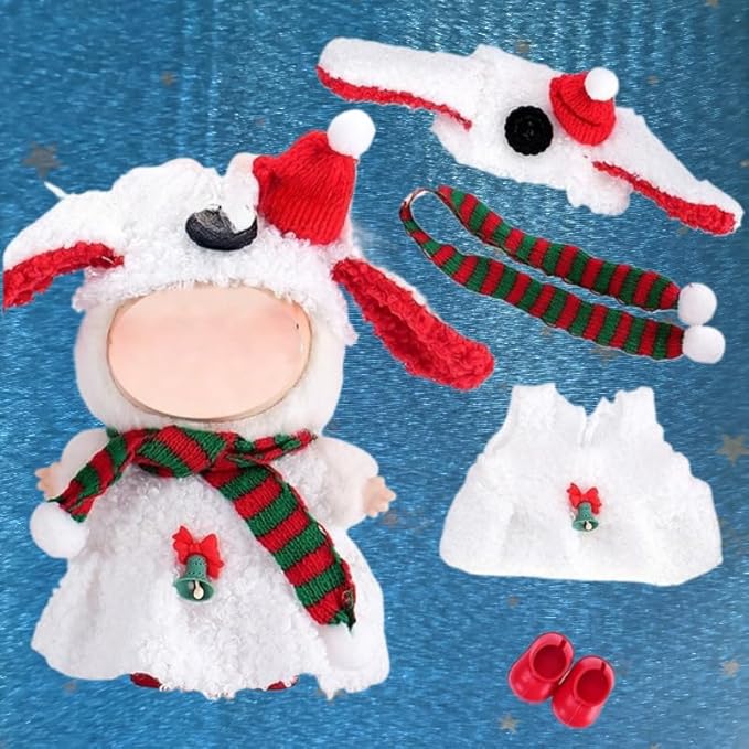 17cm Doll Clothes Outfit Dress Up Suitable for 6.7 inch Hight , Accessories Suit No Doll Only Clothing Christmas Set 17-182 1scarf+1hat+1dress+1shoes