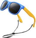 RIVBOS Kids Sunglasses Polarized UV Protection Flexible Rubber Glasses Shades with Strap for Boys Girls RBK004