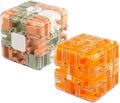 2pcs Large Labyrinth 3D Puzzle Maze Cube,Engaging Brain Teaser Toy,3D Magic Cube Maze Ball Puzzle for Stress Relief & Logic Development (Light Green + Orange)