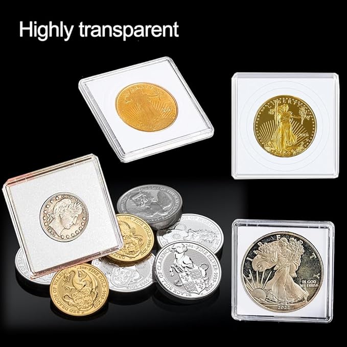 Coin Capsule Coin Snap Holder 2 x 2 Inch Half Dollar Coin Holder, Coin Cases for Collectors Coin Sleeves Collectors for Coin Collection Supplies