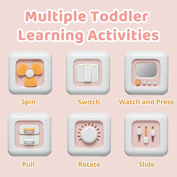 Busy Cube Toys for 1 Year Old Girl Gifts, Montessori for Baby Girl, Travel Sensory Toys for Toddlers 1-3, Learning Fine Motor Skills| 1st Birthday Girl Gifts 12 Months Stocking Stuffers