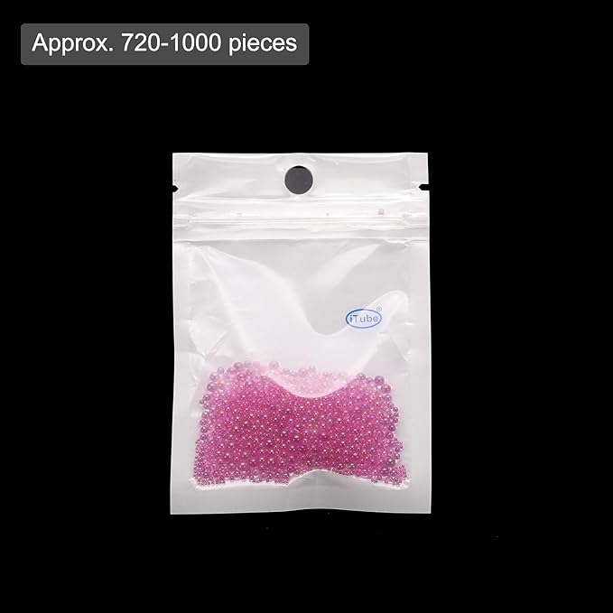 Iridescent Glass Tiny Bubble Beads, 0.4-3mm 10g No Hole Micro Mini Round Purple Pink Water Droplets Beads - Applications: for Resin Filler, Nail Art, Dollhouse Bath Tub