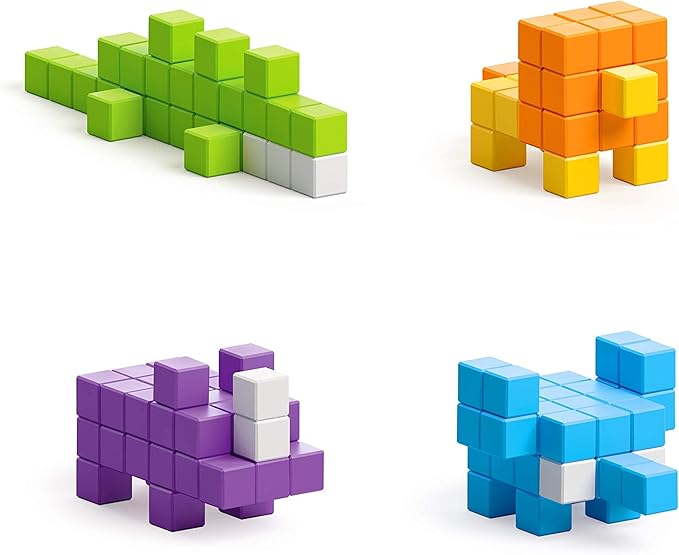 PIXIO Mini Safari - Magnetic Blocks Building Toys in Pixel Art Style - Arts and Crafts Kids Toys - Building Blocks - Learning Toys
